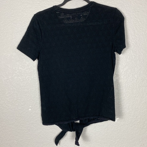 Madewell texture and thread, black crochet, sheer tie front top - Picture 6 of 6